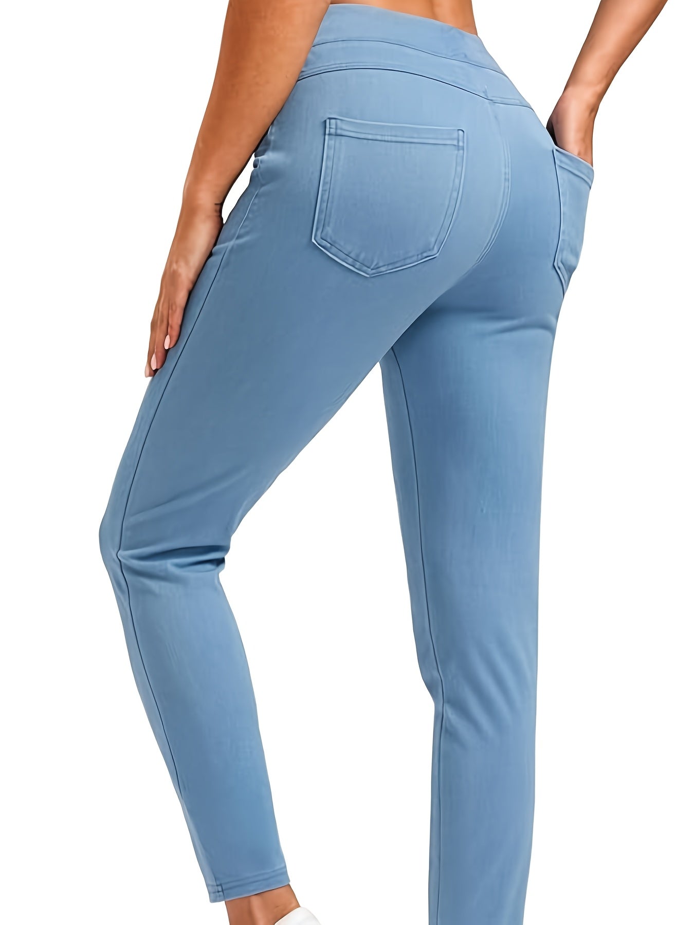 High-Waist Women'S Stretch Slim Pants with Back Pockets, Yoga Pants, Hip-Lifting Casual Pants