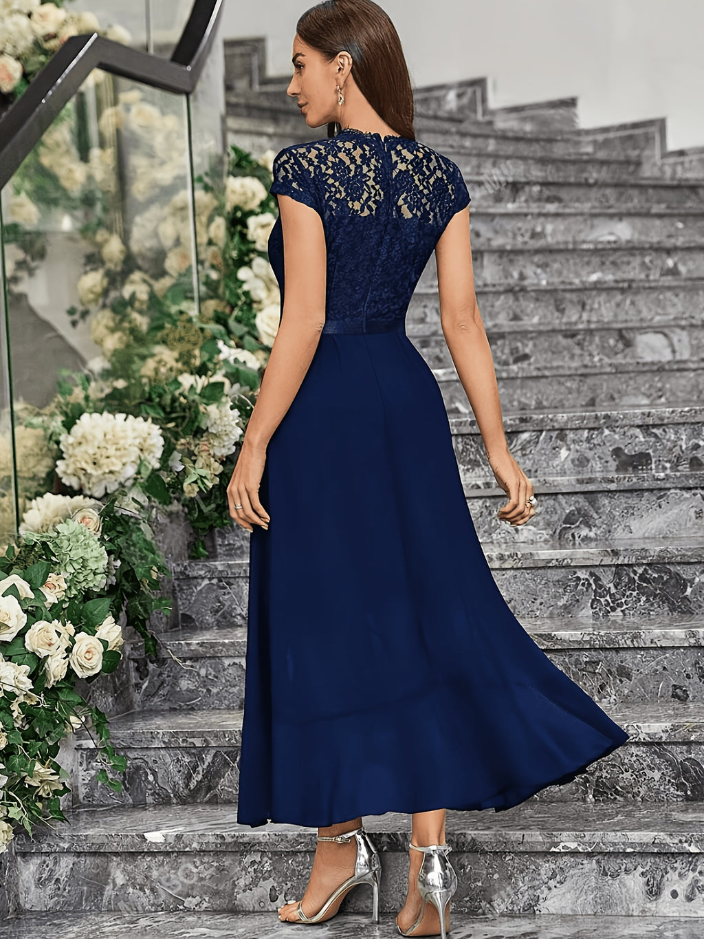 Plus Size - French Latest Style Plus Size Fashion Bridesmaid Dress Elegant High-End Proper Generous Solid Color Niche Premium All-Season Versatile