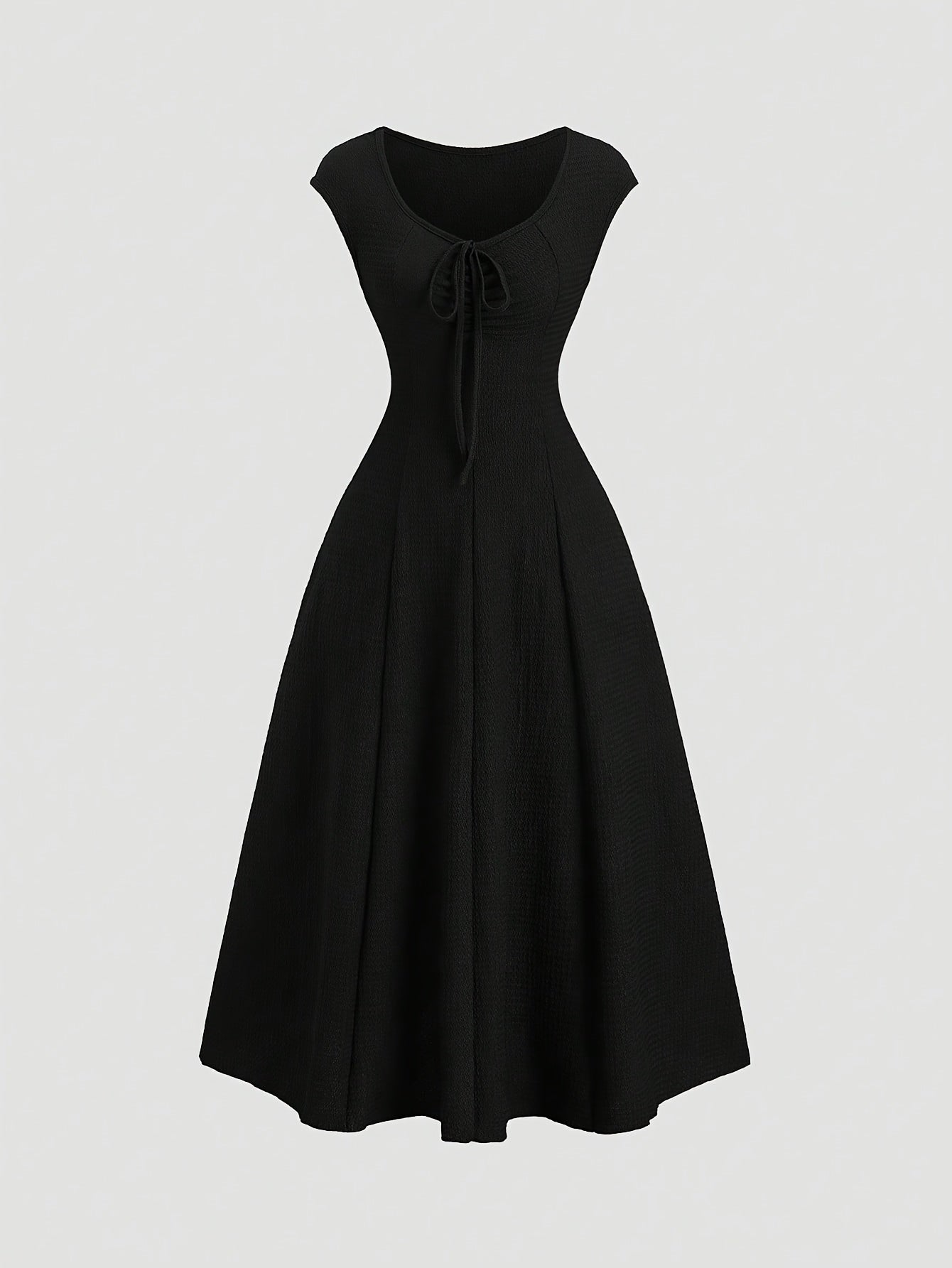 Elegant Directional Ladies Solid Color Water Ripple Sleeveless Dress