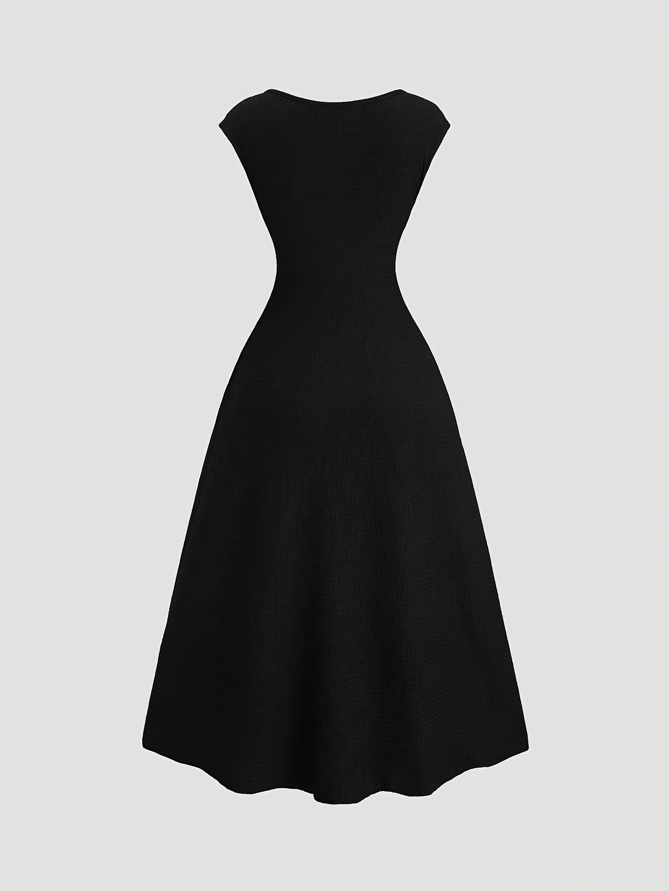 Elegant Directional Ladies Solid Color Water Ripple Sleeveless Dress