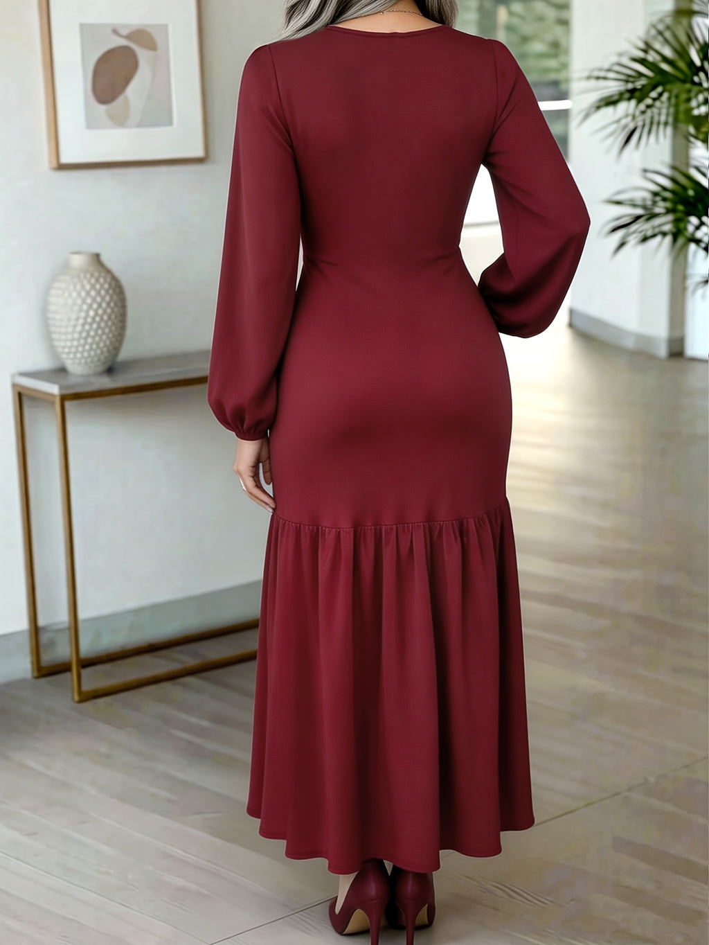 7/8 Sleeve Long Dress