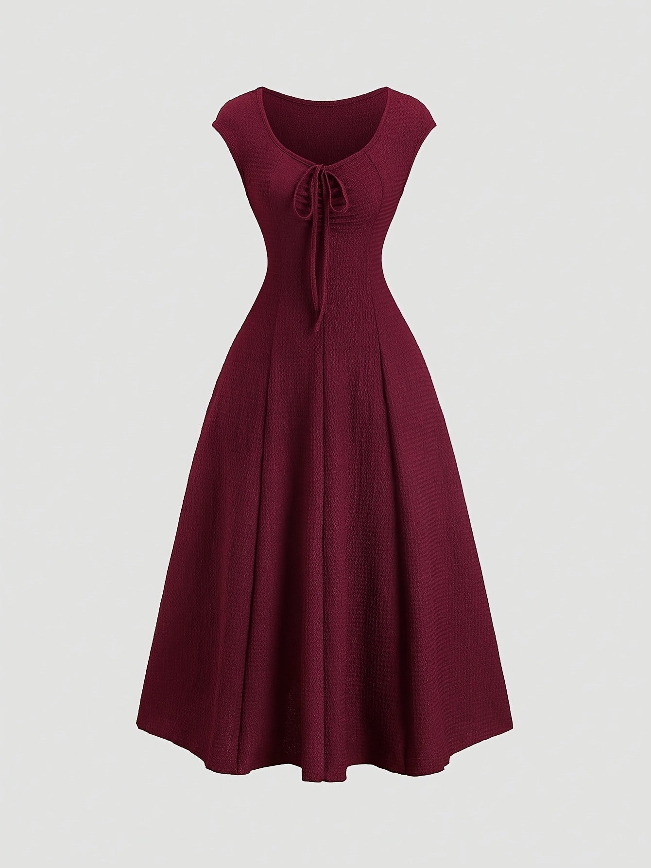 Fashionable Solid Color Waist- Long Dress, Combining European And American Styles
