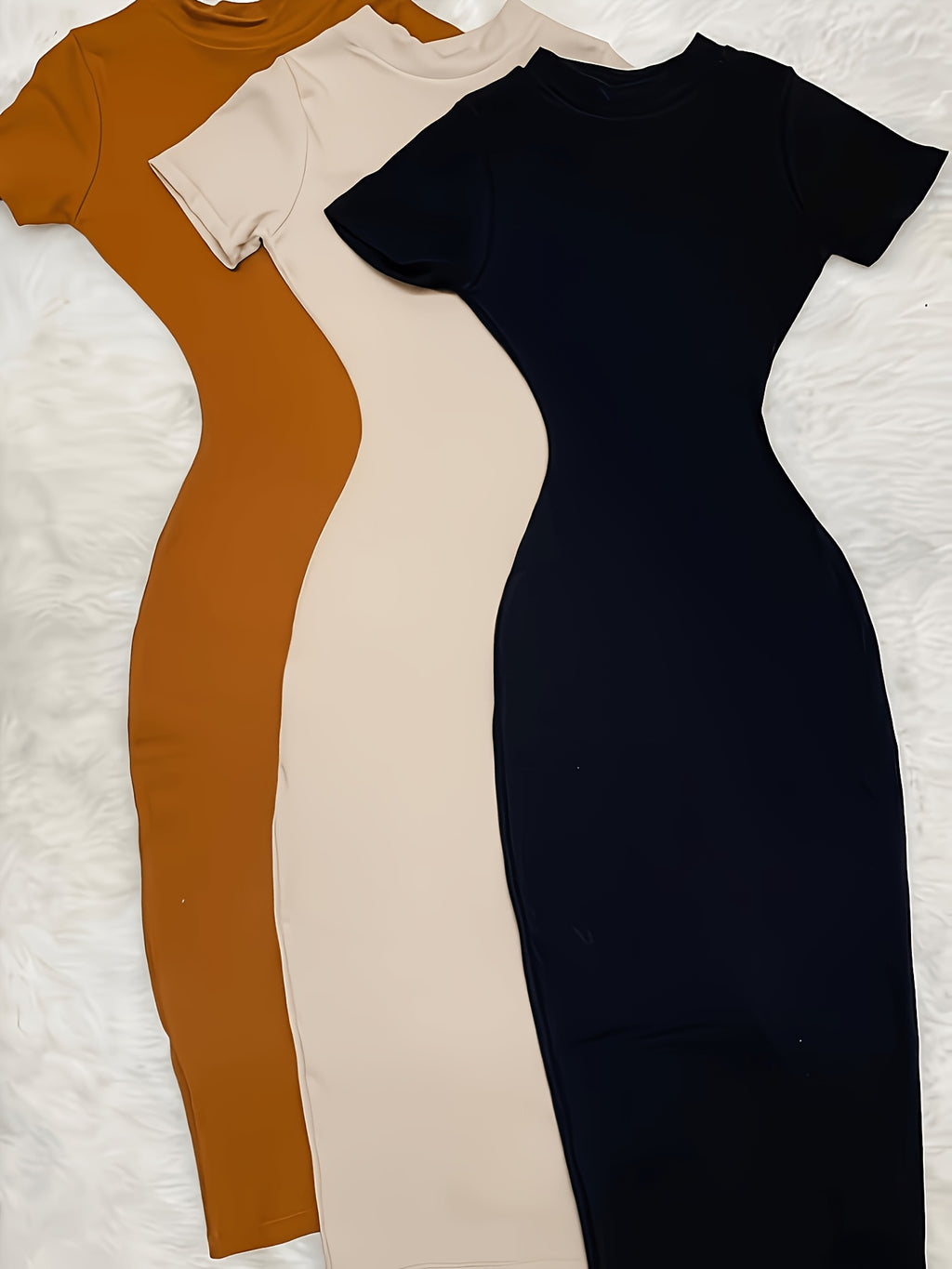 3pcs Ladies Elegant Casual Slim Skinny Short Sleeve Long Dress, Spring Summer Ladies Short Sleeve Fishtail Dress | Slim Skinny Long Evening Dress, Bottom Out Party Dress with Long Dress Tight Dress Inside, Suitable for Daily and Formal Settings
