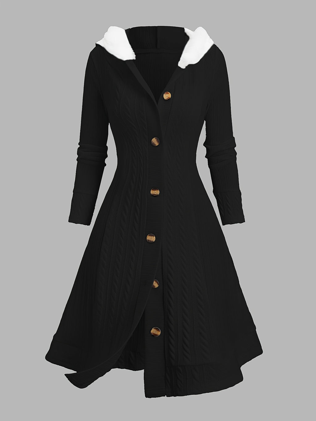 [Y2K Twist Plaid Coat] Wealth-Attracting Directional Y2K Twist Plaid Faux Wool Patchwork Hooded Coat Button Long Cardigan