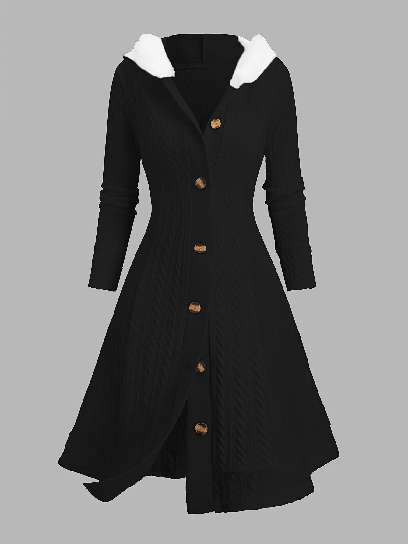 [Y2K Twist Plaid Coat] Wealth-Attracting Directional Y2K Twist Plaid Faux Wool Patchwork Hooded Coat Button Long Cardigan