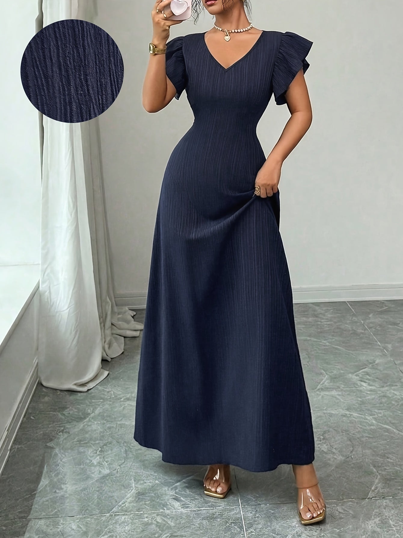 Women's Pleated Fabric Dress, Suitable for Spring and Summer Wear