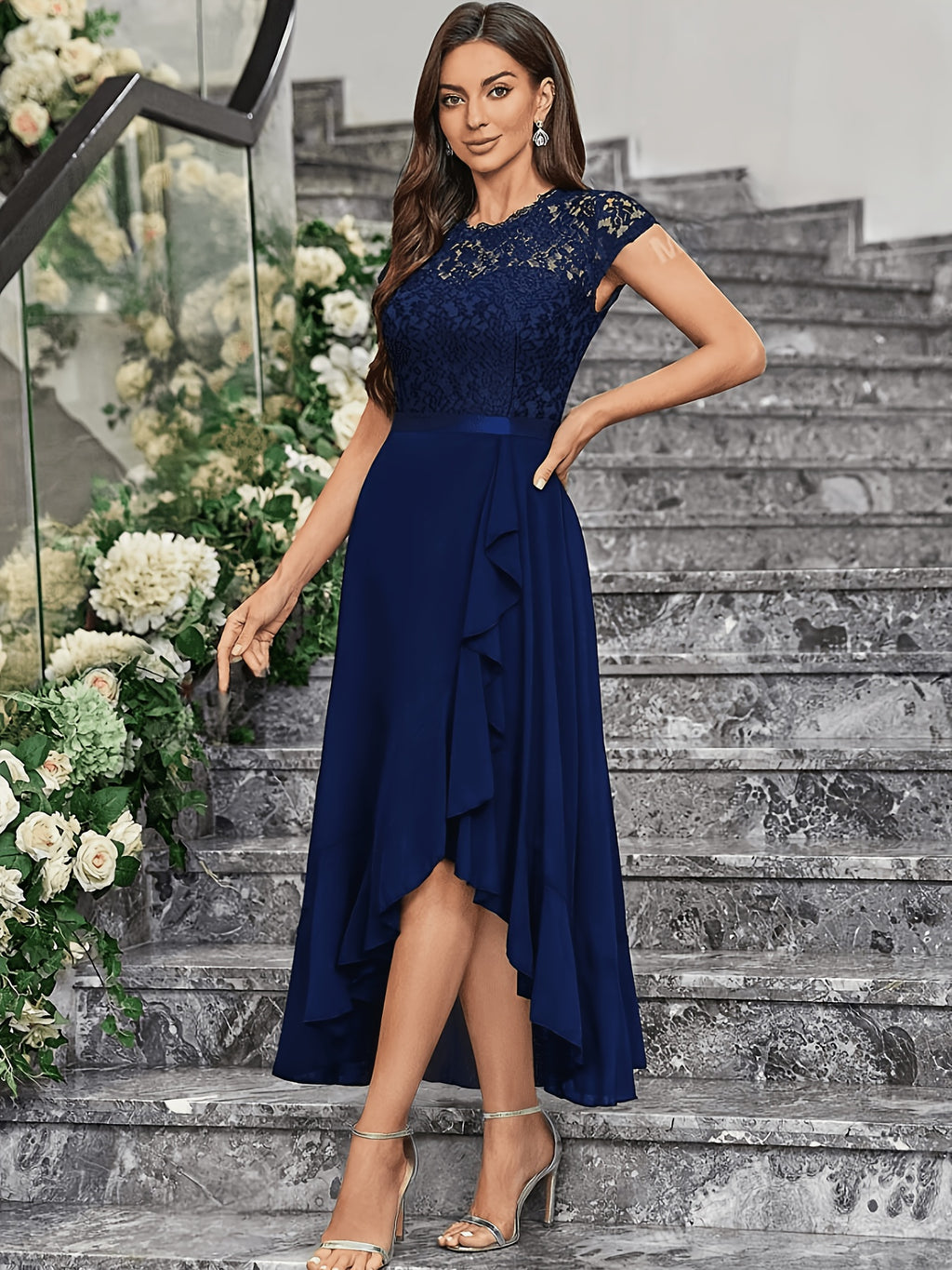 Plus Size - French Latest Style Plus Size Fashion Bridesmaid Dress Elegant High-End Proper Generous Solid Color Niche Premium All-Season Versatile