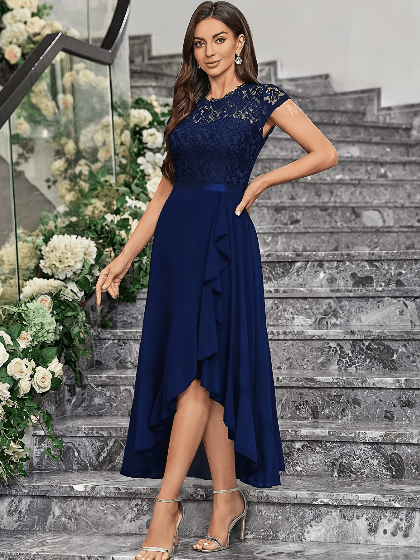 Plus Size - French Latest Style Plus Size Fashion Bridesmaid Dress Elegant High-End Proper Generous Solid Color Niche Premium All-Season Versatile