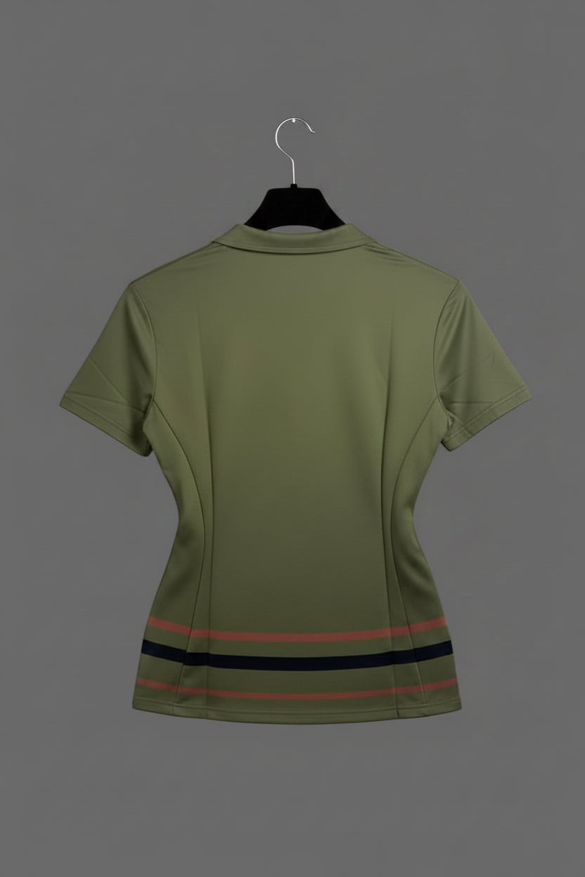 Green contrast stripe top - back view