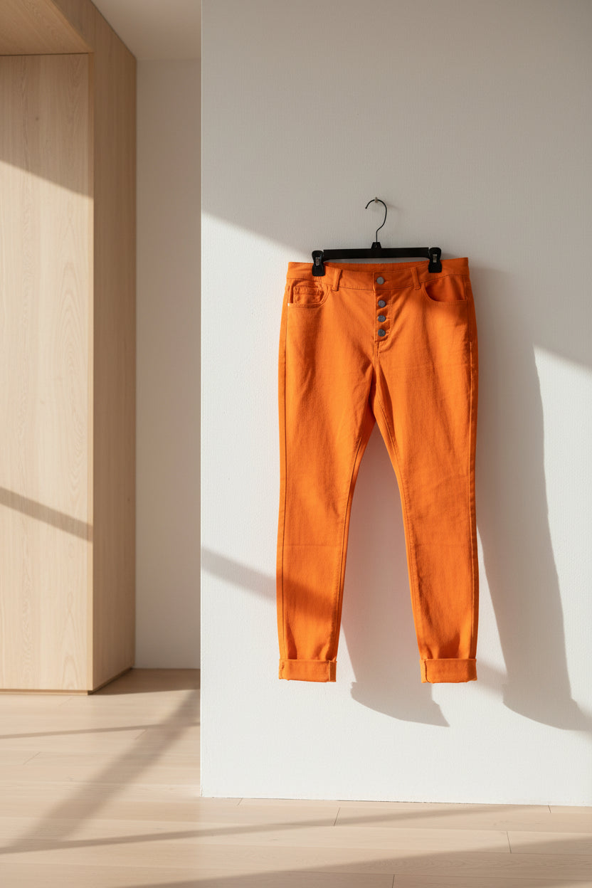 Vibrant Orange High Waist Skinny Jeans