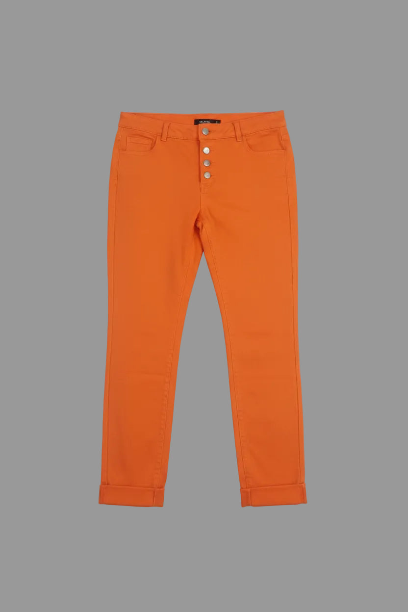 Vibrant Orange High Waist Skinny Jeans