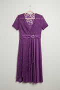Purple Lace & Rhinestone Evening Dress