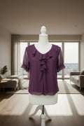 Purple Sheer Ruffled Collar Blouse